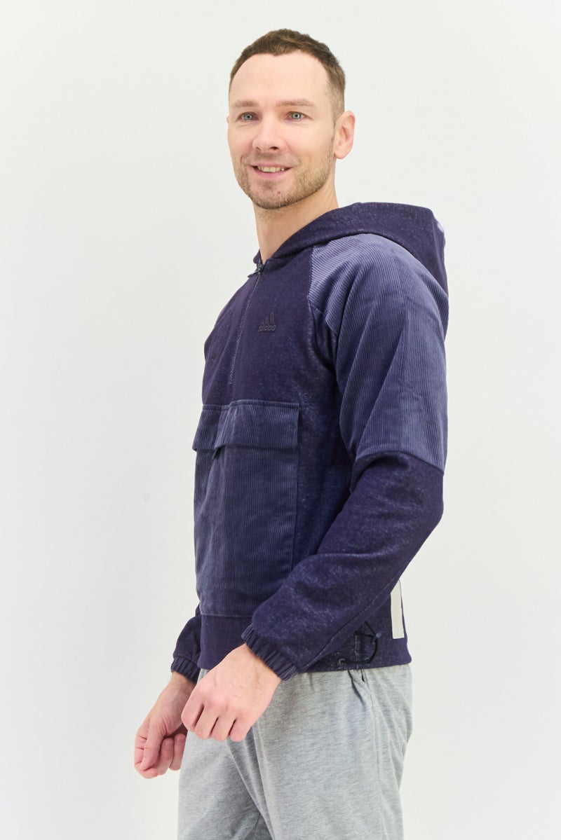 Adidas Men Sportswear Fit Long Sleeves Running Sweatshirt, Navy Blue - Image 2